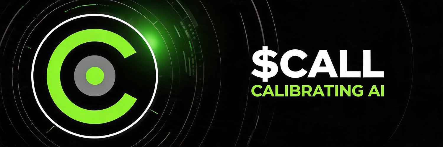 Callibre ($CALL) banner — the neon green C target mark with the tagline CALIBRATING AI